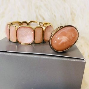 Pink/Gold Bracelet And Ring Set